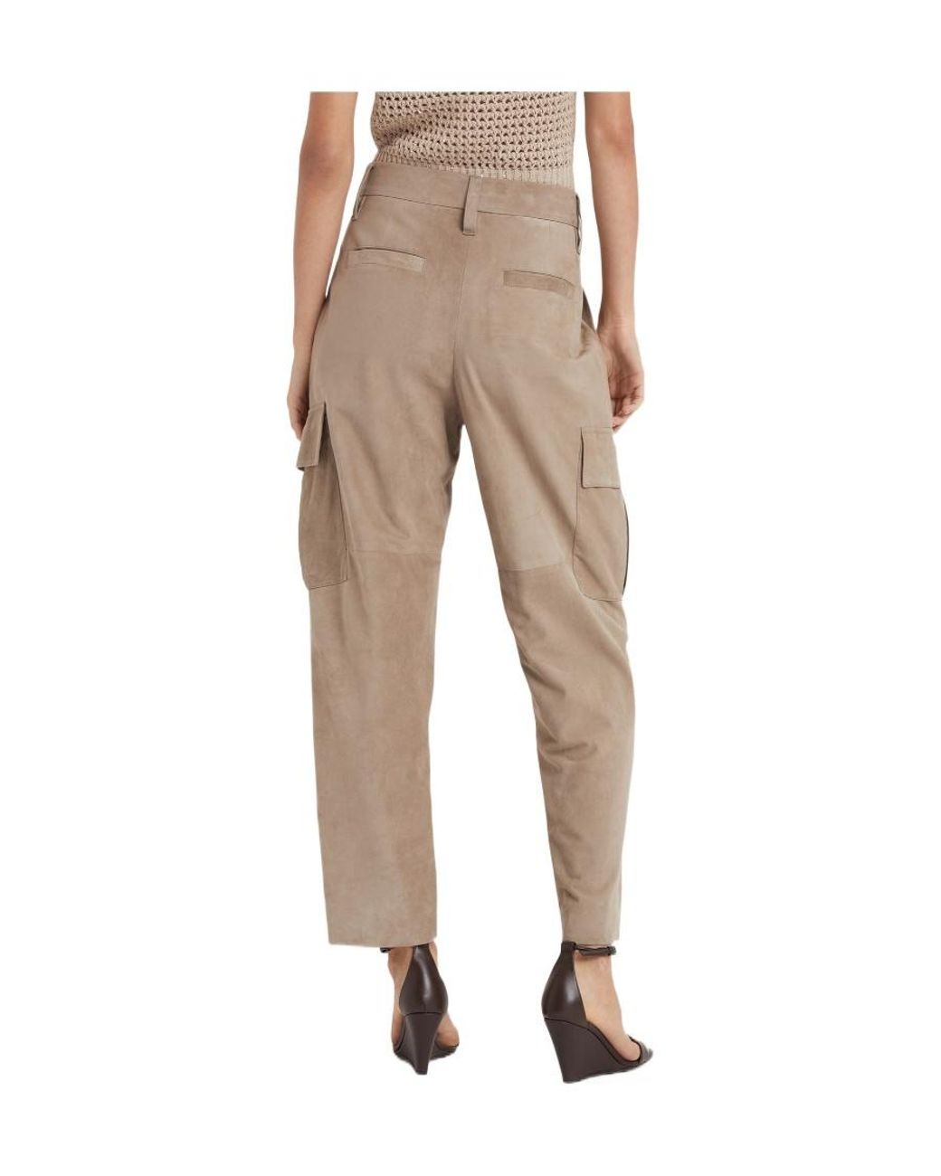 Brunello Cucinelli Natural High-Waist Straight-Leg Trousers