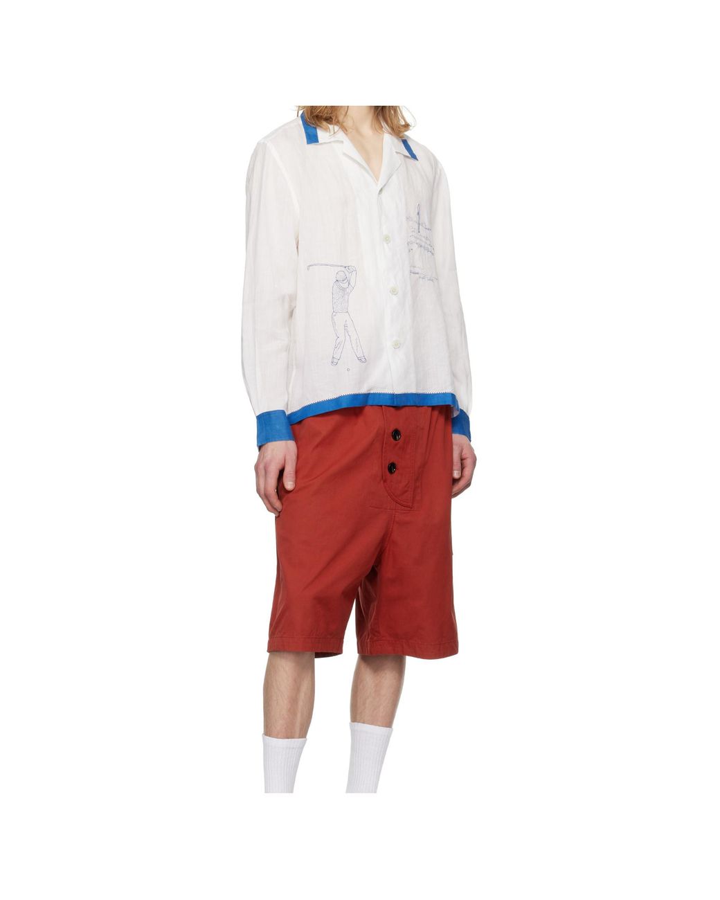 Bode White Linen Shirt for men