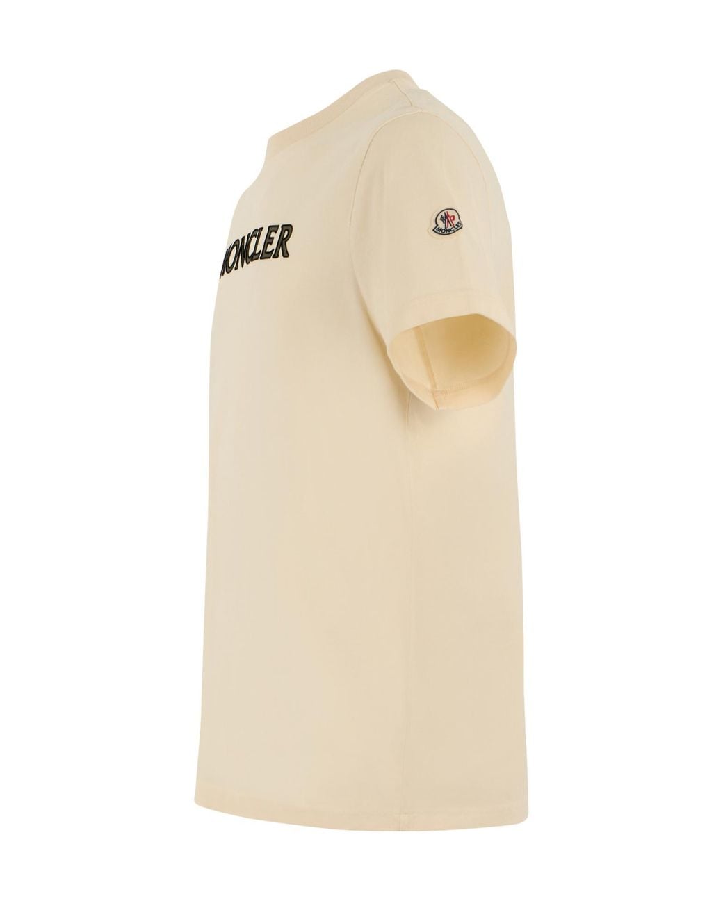 Moncler Natural Logo Velvet Detail T-Shirt for men