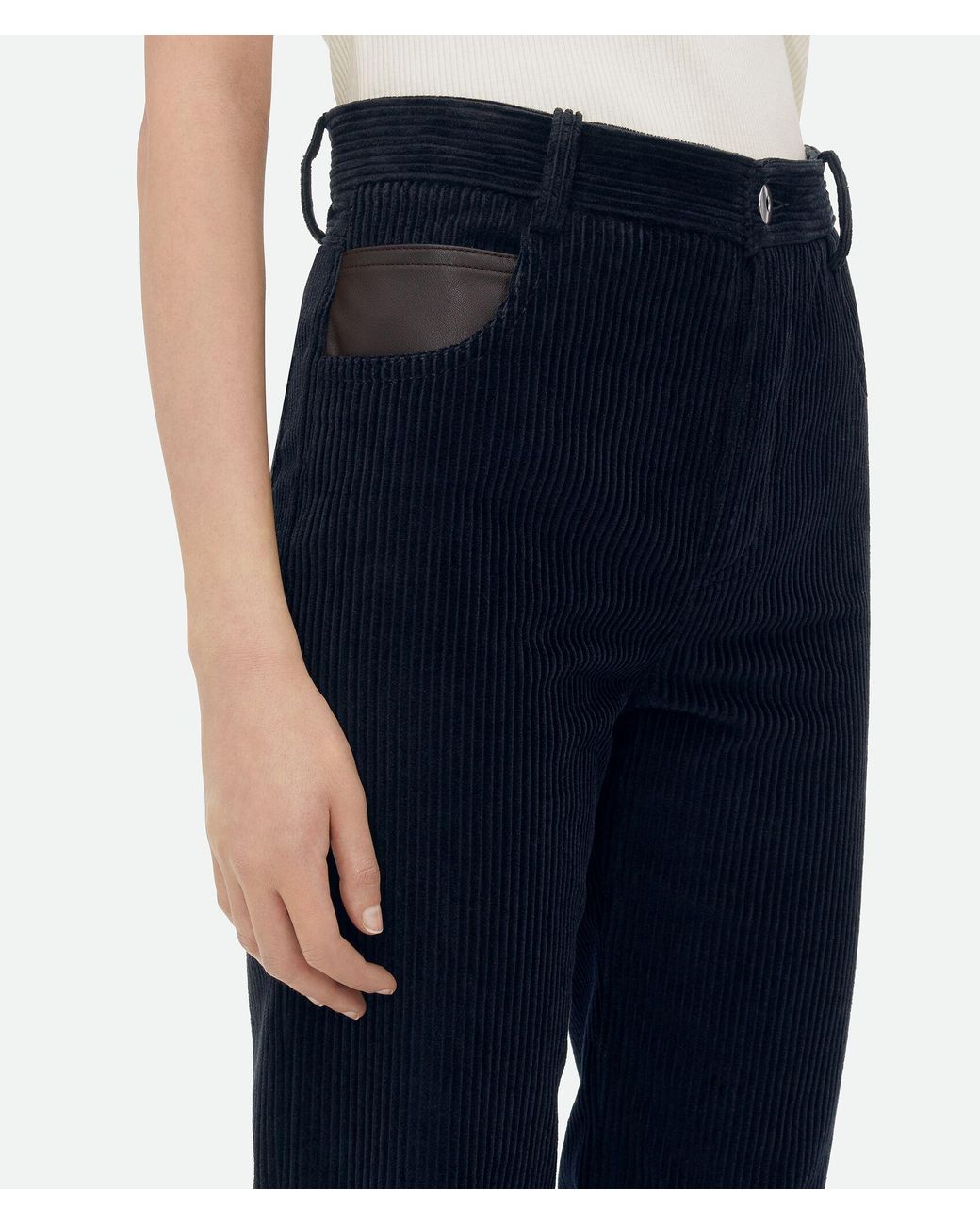 Bottega Veneta Blue Corduroy Straight Leg Trousers