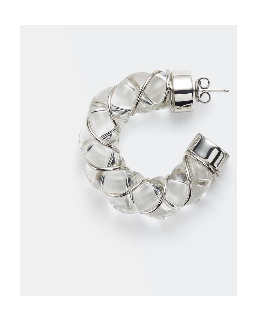 Bottega Veneta White Twisted Hoop Earrings