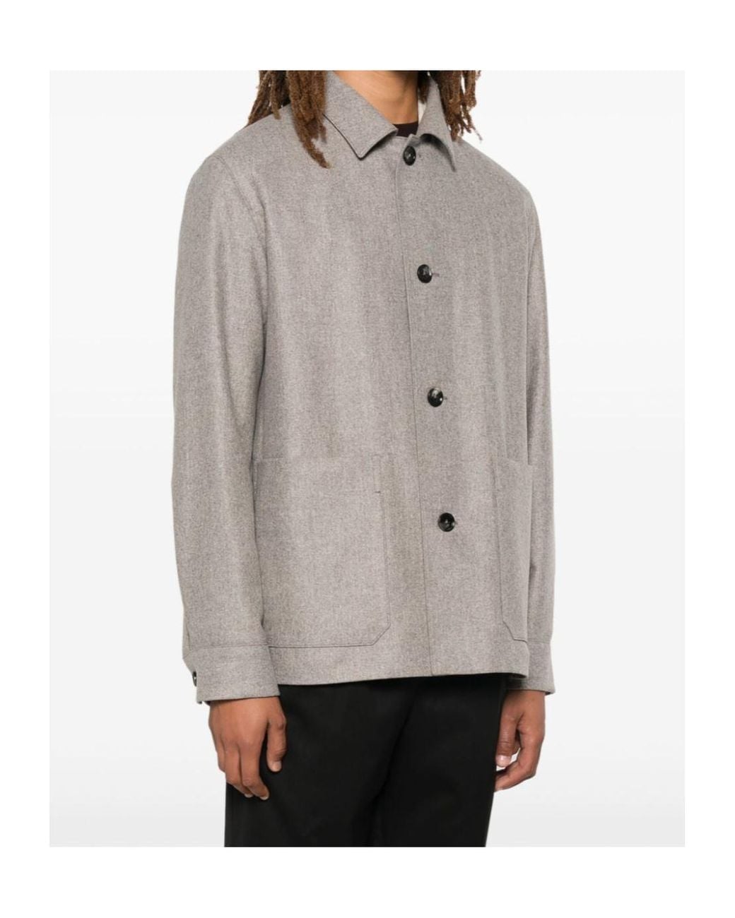 Zegna Gray Long-Sleeved Casual Jacket for men
