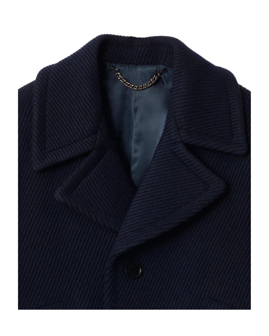 Burberry Blue Textured Single-Breasted Coat for men