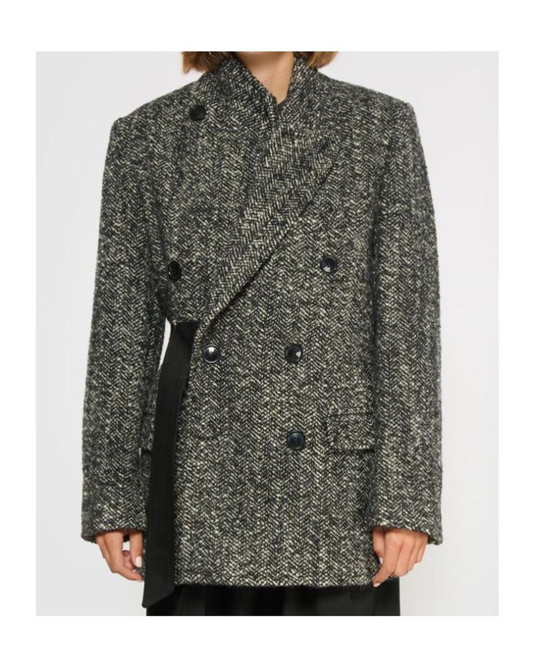 Isabel Marant Gray Ezzia-Gd Boyish Buckle V-Neck Blazer