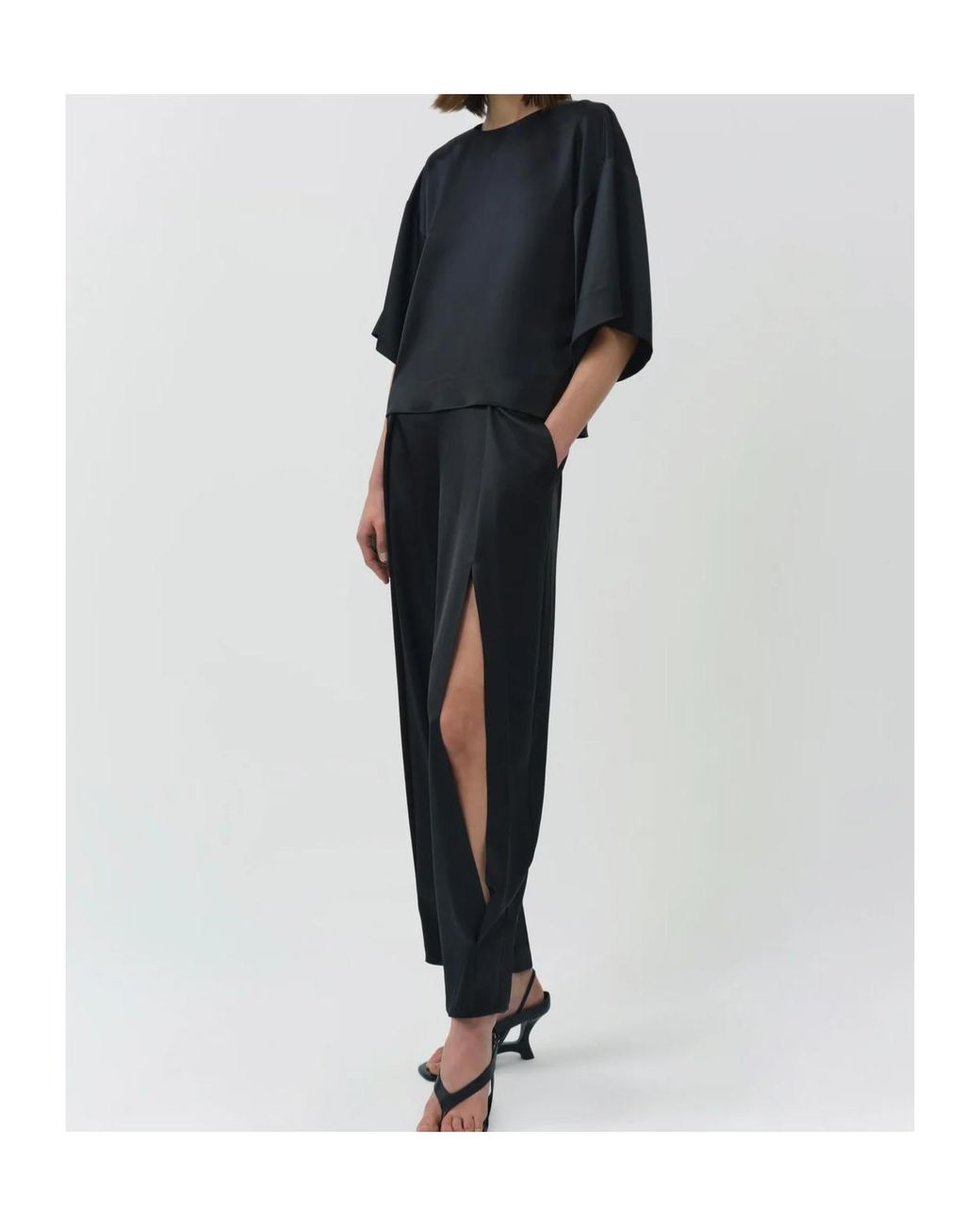Jonathan Simkhai Black Satin Blouse