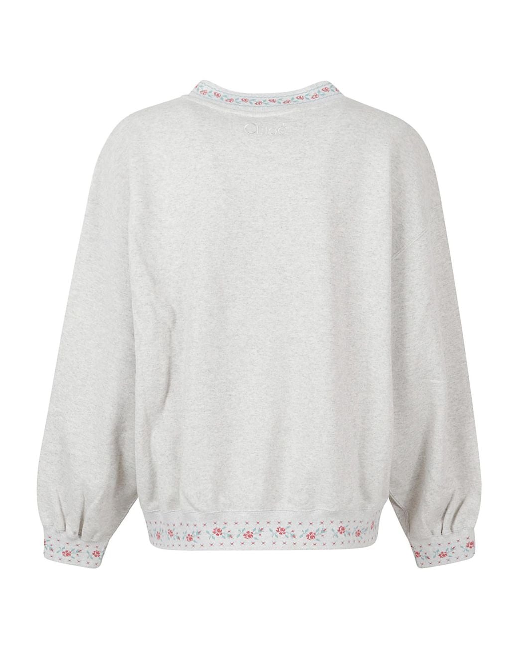 Chloé White Chloé Floral Trim Knitted Sweater