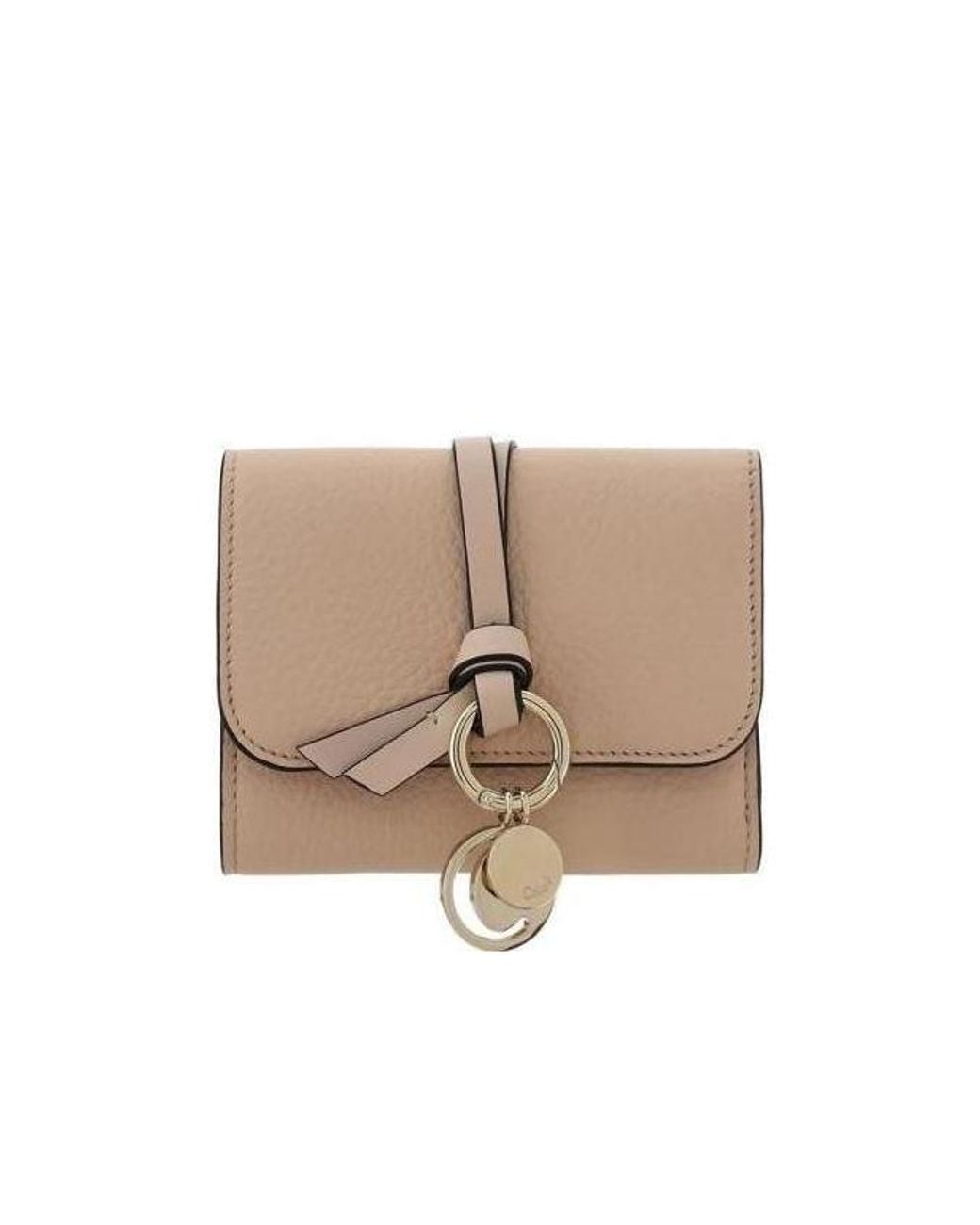 Chloé Natural Chloé Logo Plaque Tri-Fold Wallet