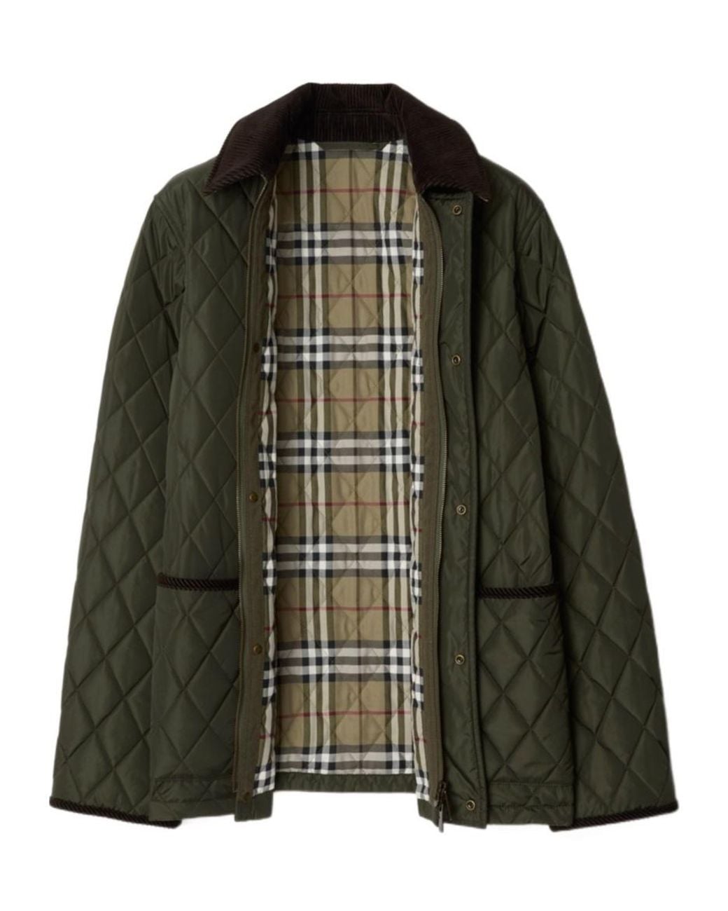 Burberry Green Belted Waist Quilted Jacket