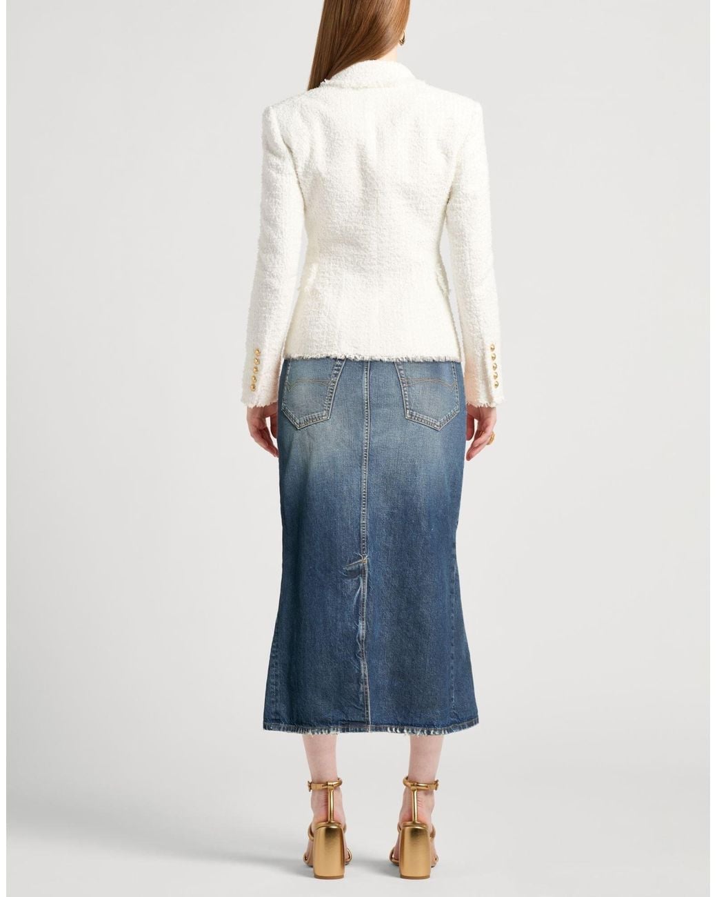 Balenciaga Blue Denim Midi Skirt