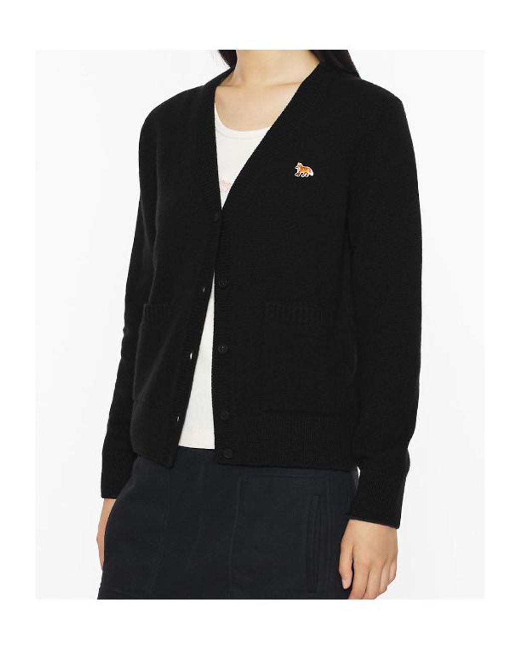 Maison Kitsuné Black Maison Kitsuné Baby Fox Boxy Cardigan