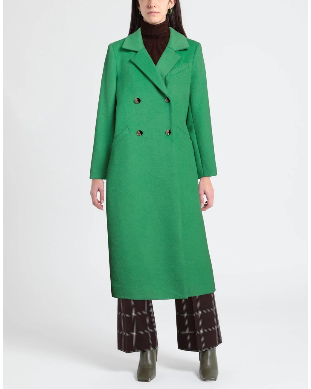 Ganni Green Solid Color Woolen Coat
