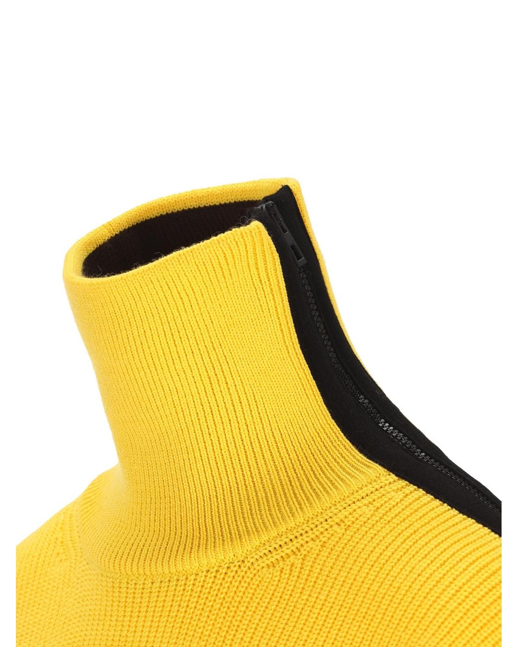 Loewe Yellow Zip-Neck Patch Knitted Sweater