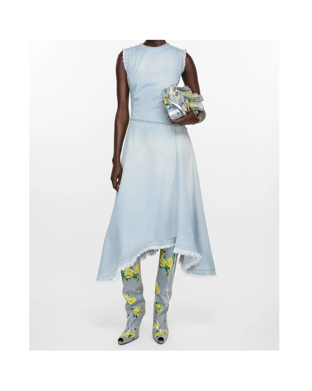 Acne Blue Sleeveless Asymmetric Hem Dress