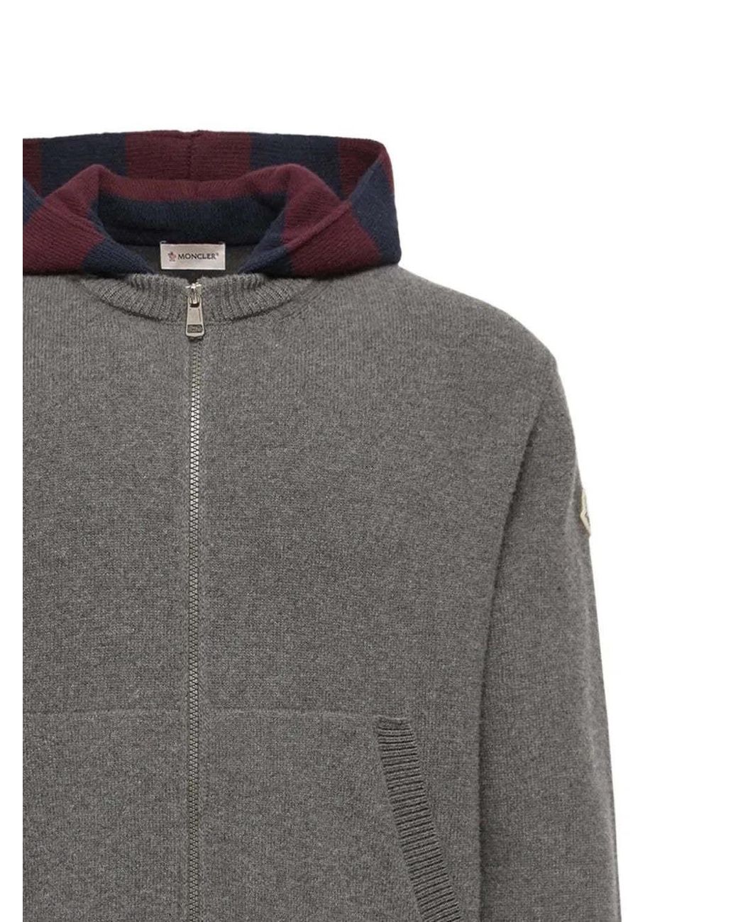 Moncler Gray Hooded Zip-Up Cardigan for men