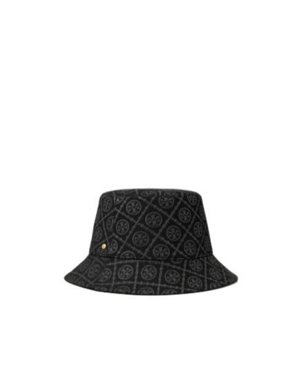 Tory Burch Black T Monogram-Pattern Reversible Bucket Hat