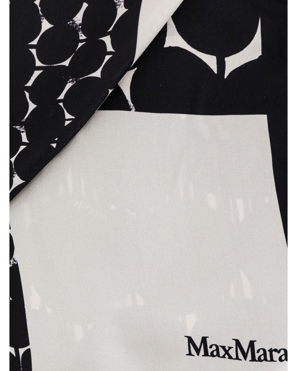 Max Mara Black Printed Silk Scarf