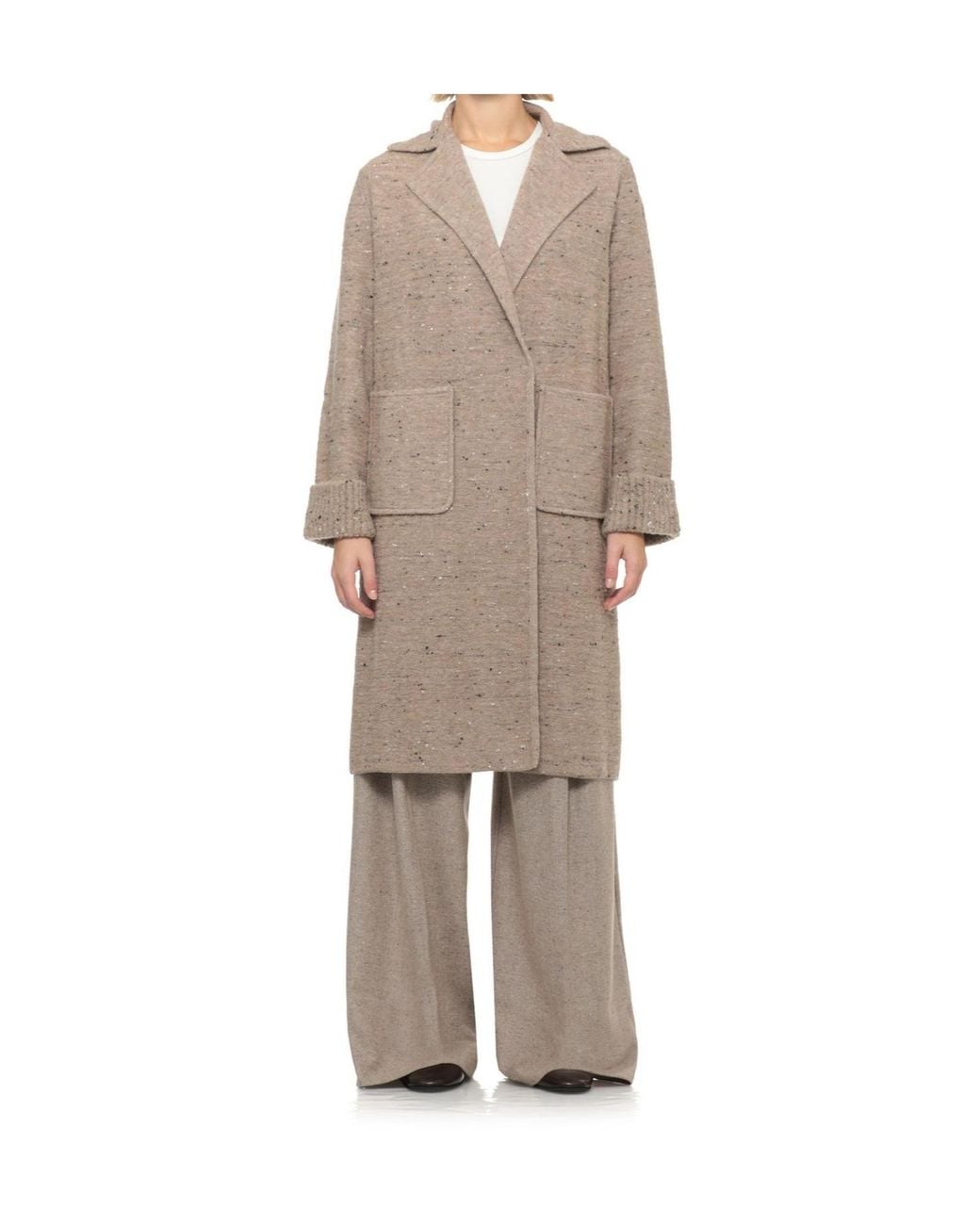D.exterior Natural Sequined Long Coat