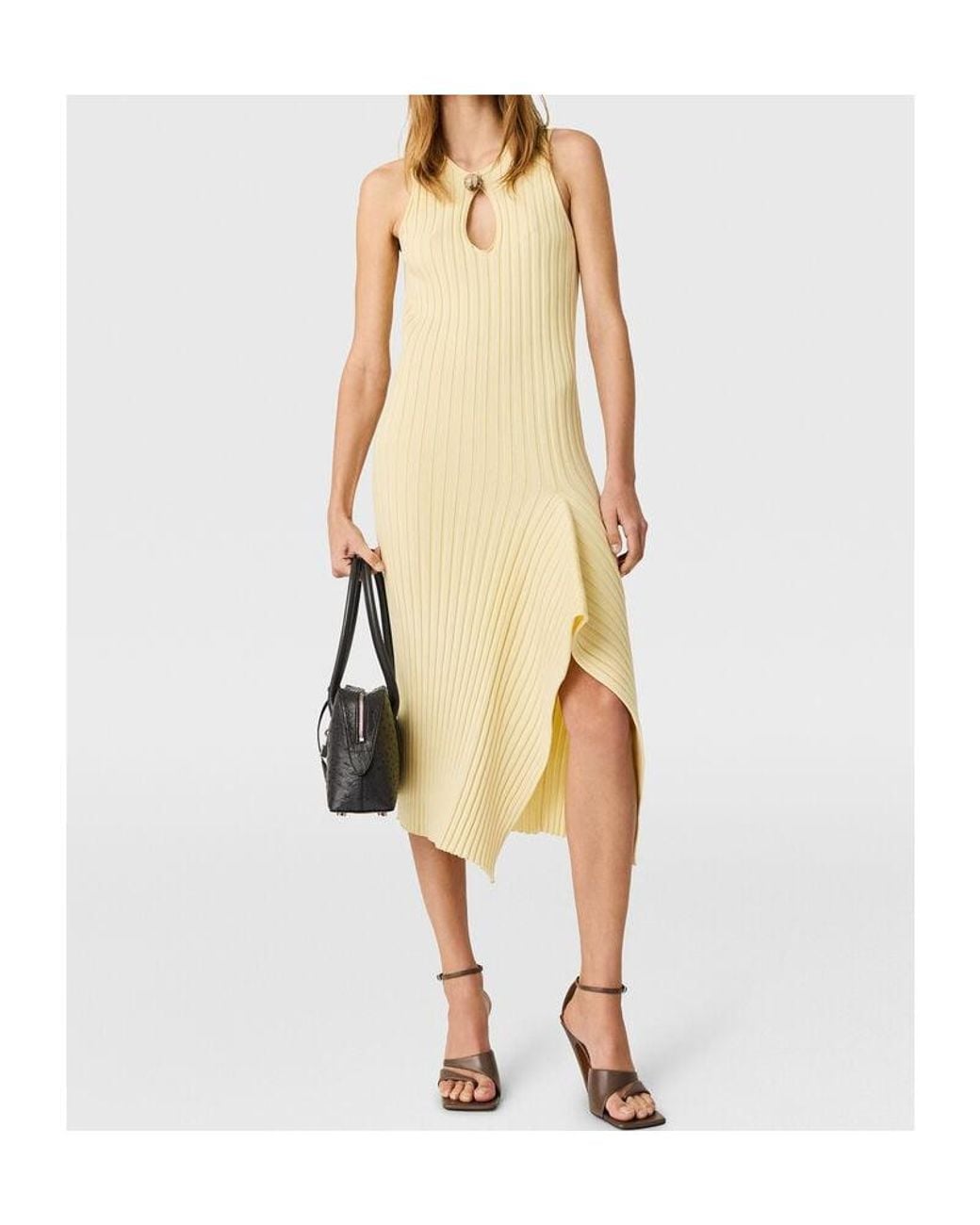 Stella McCartney Metallic Sleeveless Ribbed-Knit Midi Dress