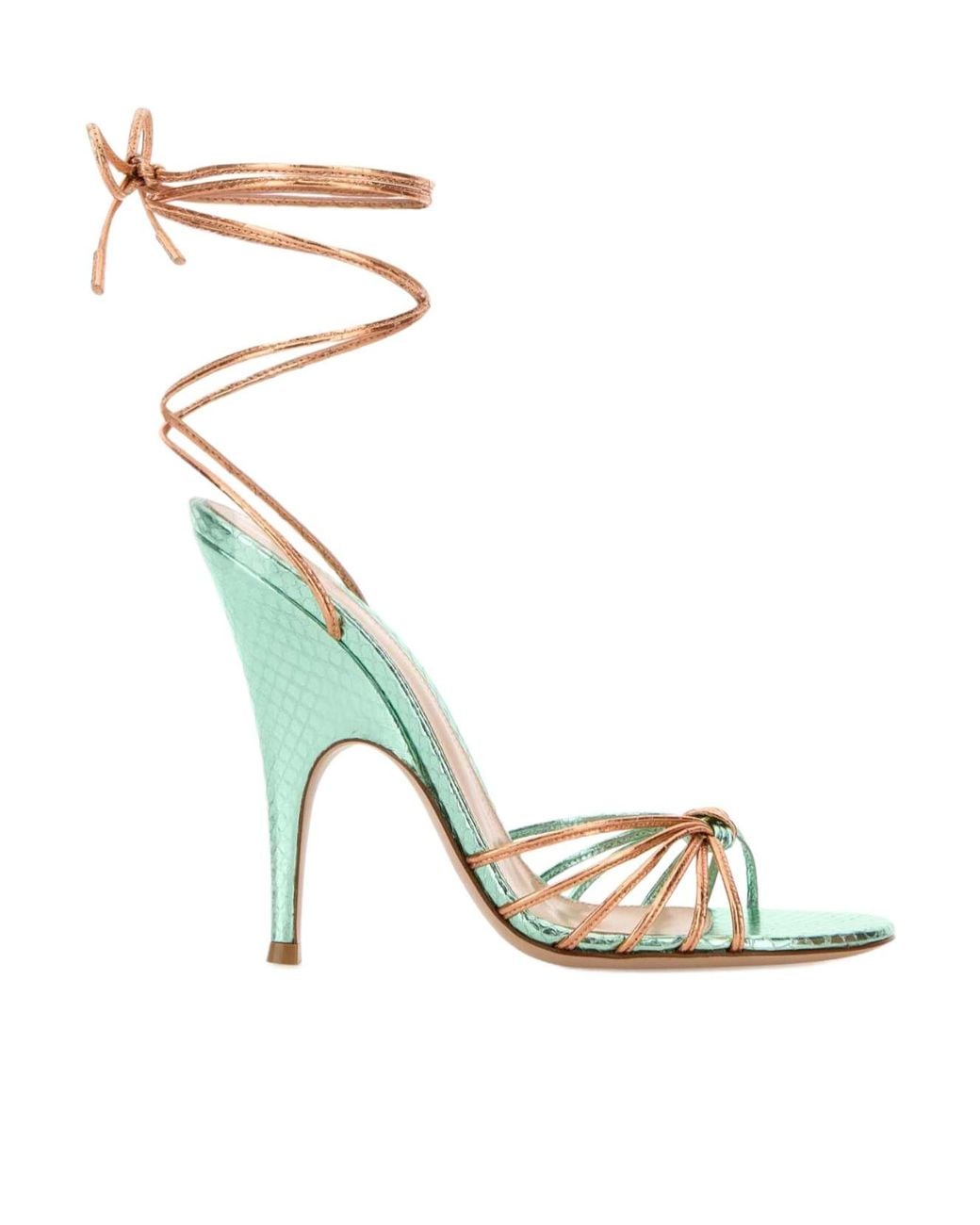 Gianvito Rossi Metallic Malè Lace-Up Heeled Sandals