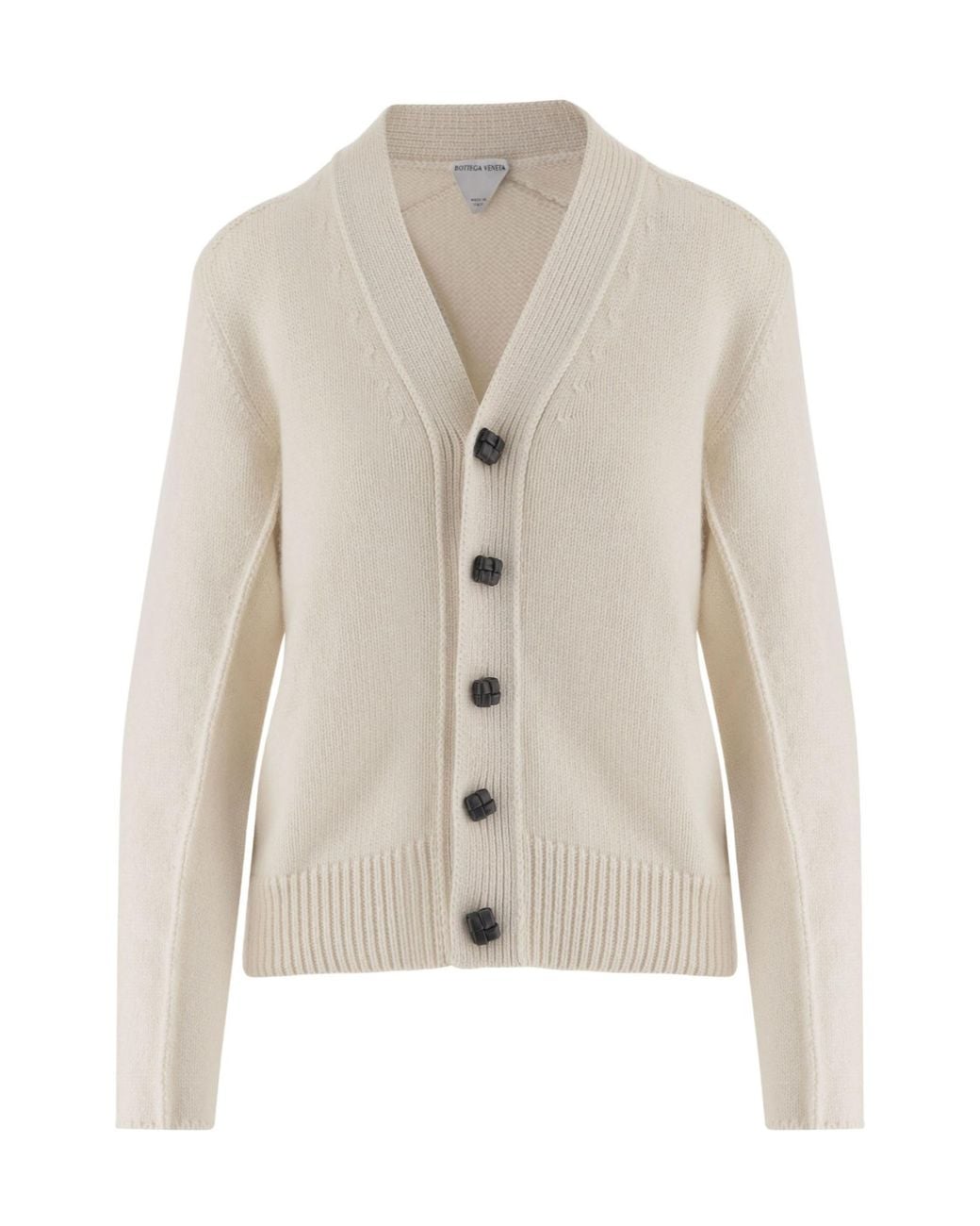 Bottega Veneta White V-Neck Knitted Cardigan