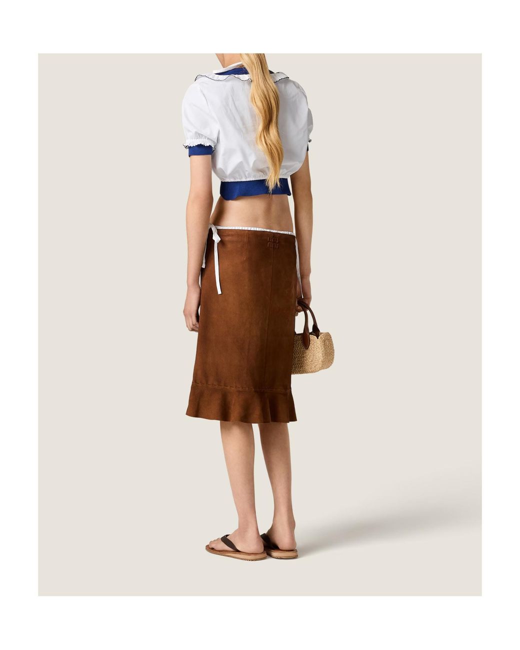Miu Miu Blue Cotton Boat Neck Sweater