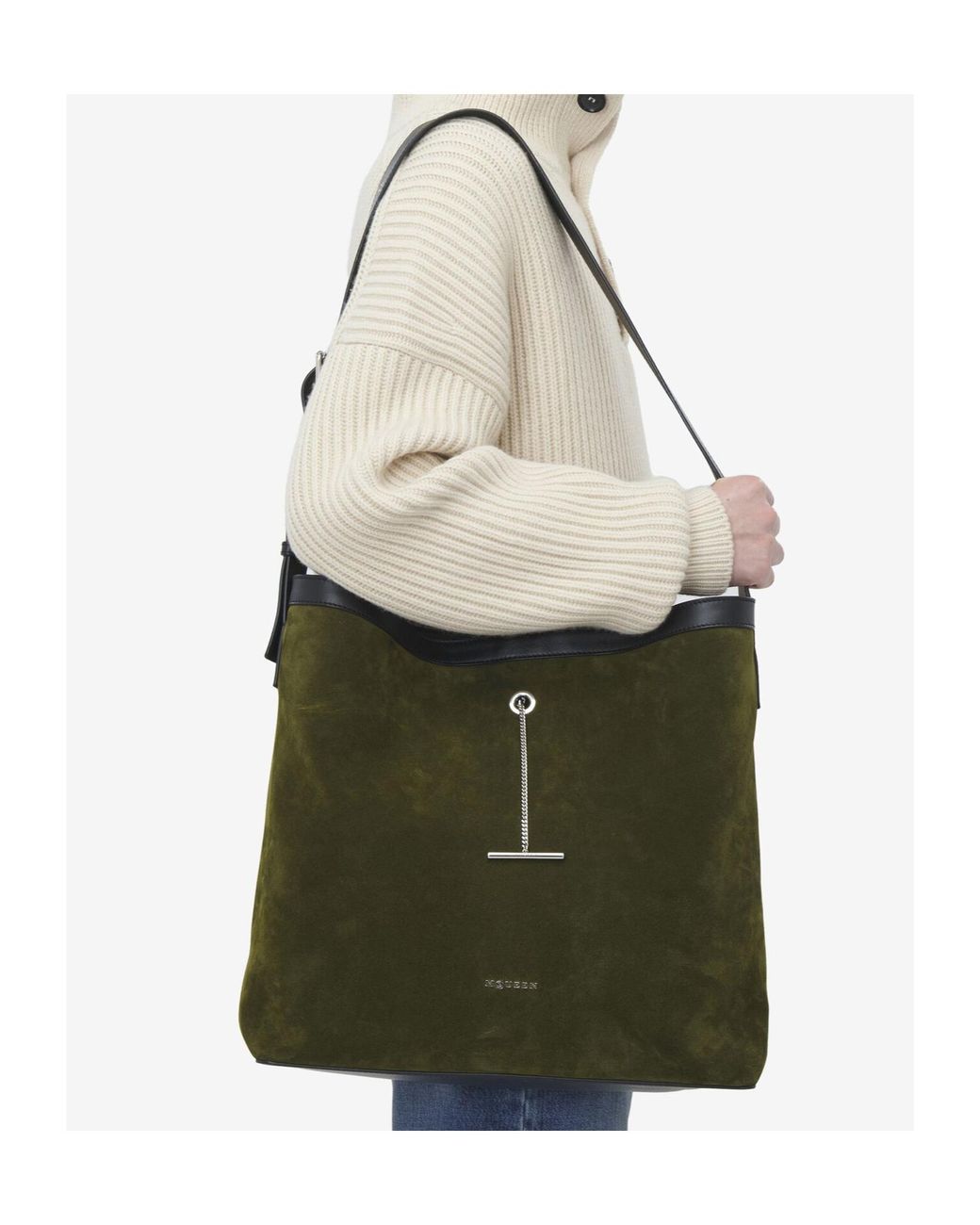 McQueen Green Mcqueen Pendant Shoulder Bag for men