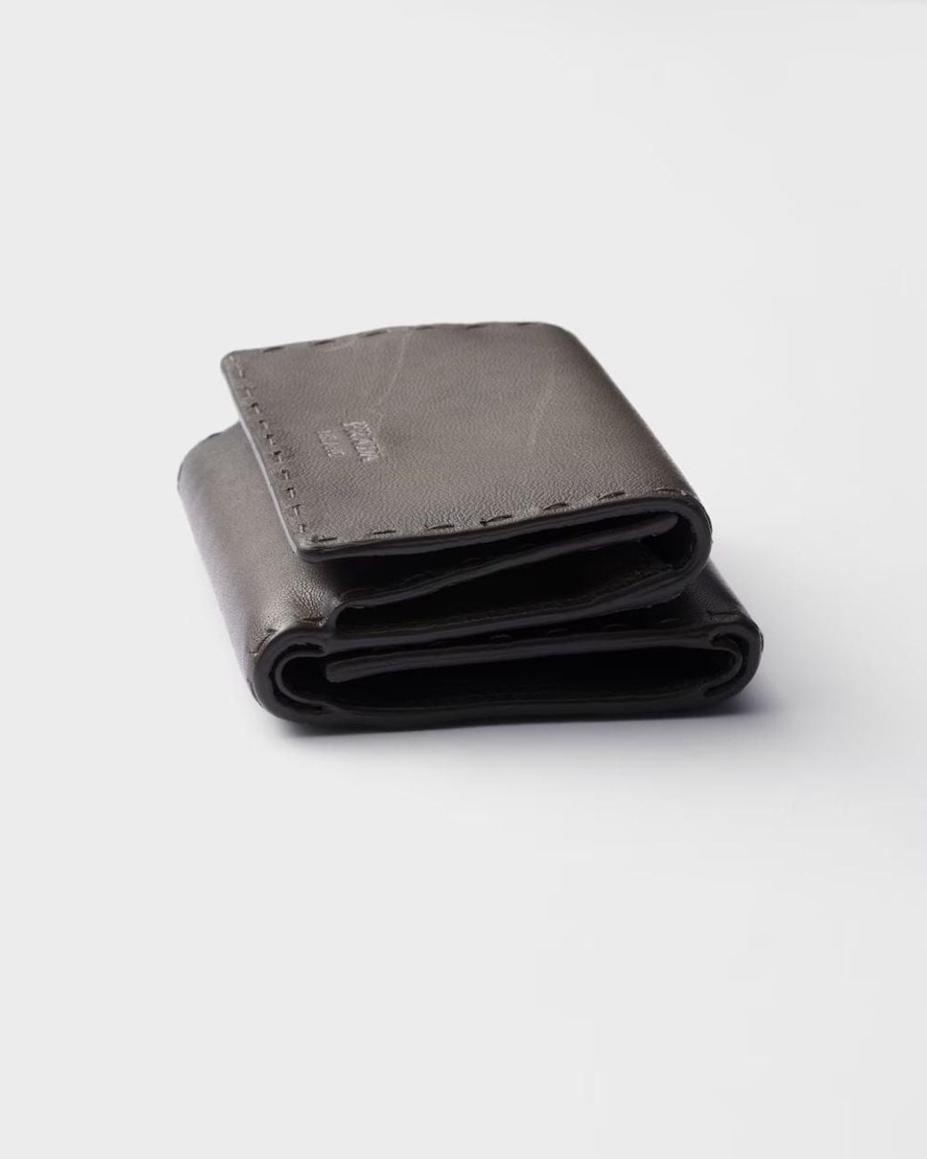 Prada Gray Small Antiqued Leather Wallet for men