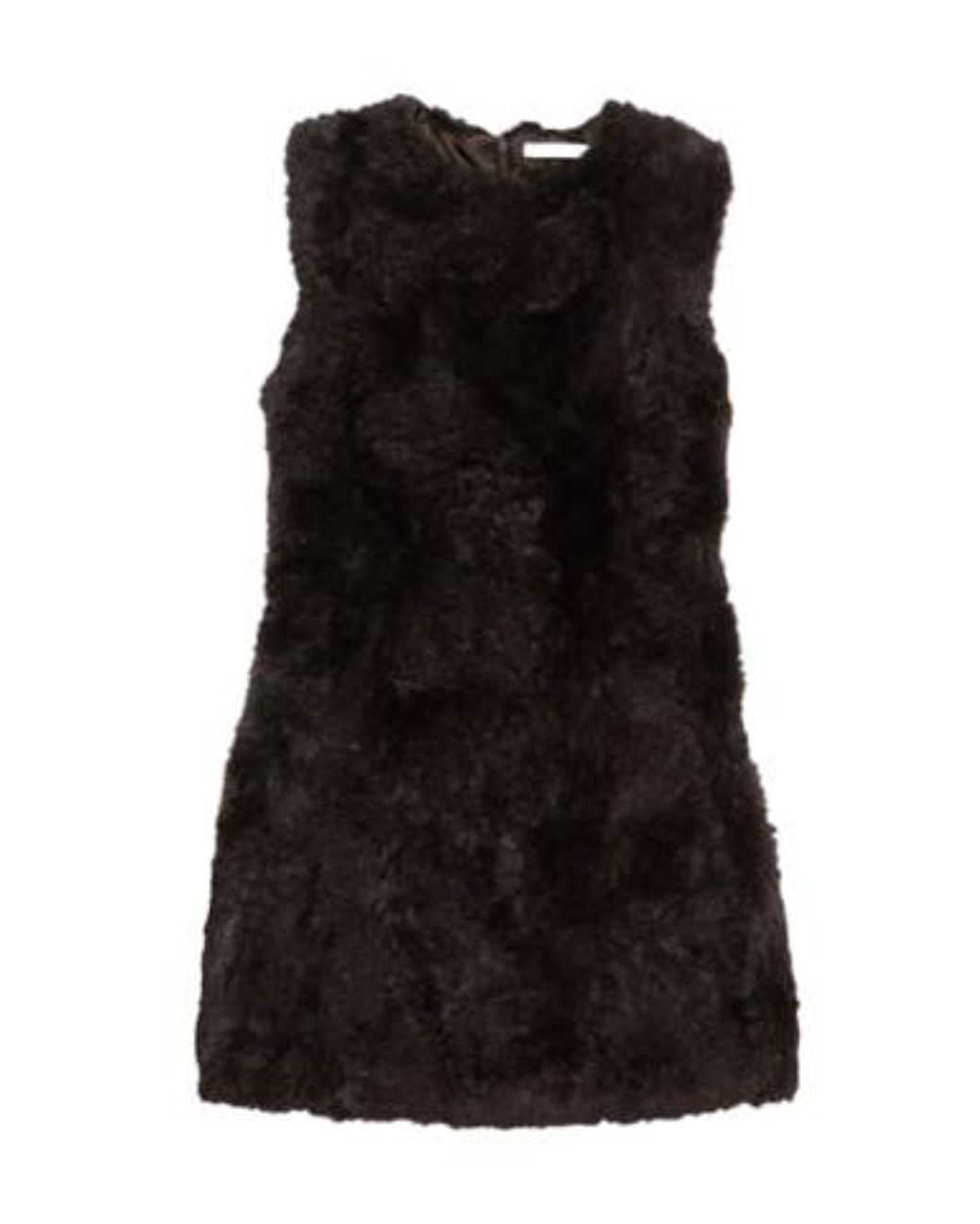 Acne Black Sleeveless Faux-Fur Mini Dress