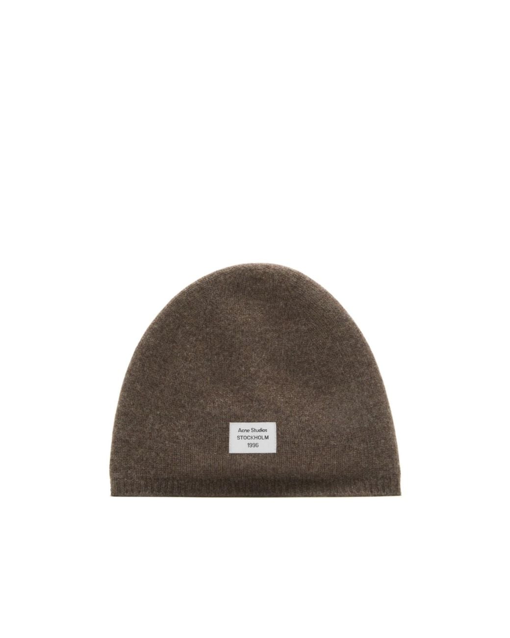 Acne Brown Cashmere Beanie With Logo for men