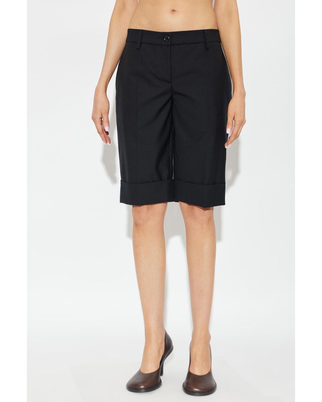 Moschino Black Turn-Up Taiored Shorts