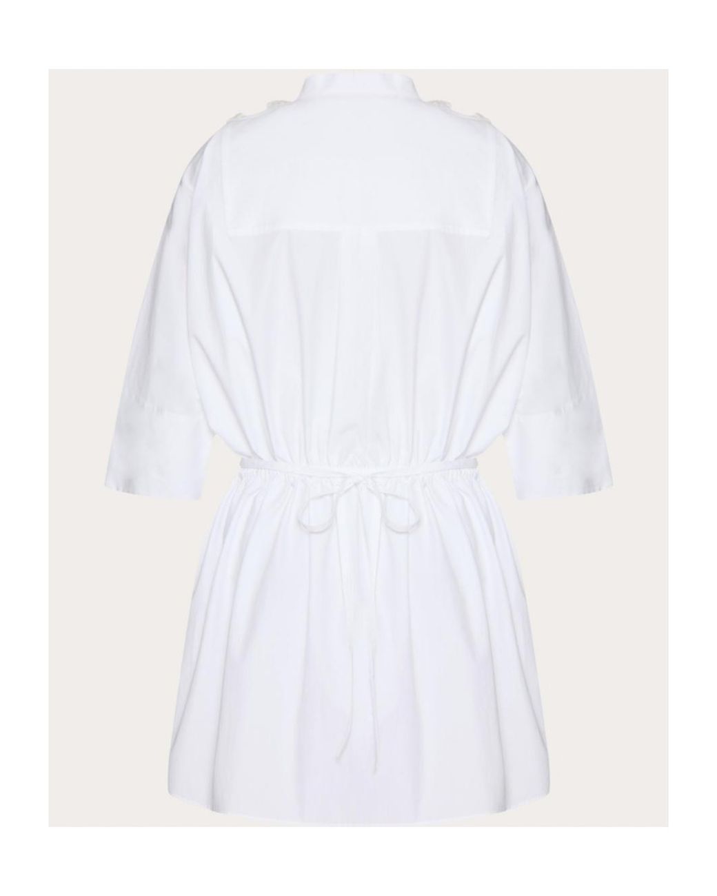 Valentino White Embroidered Cotton Popeline Dress