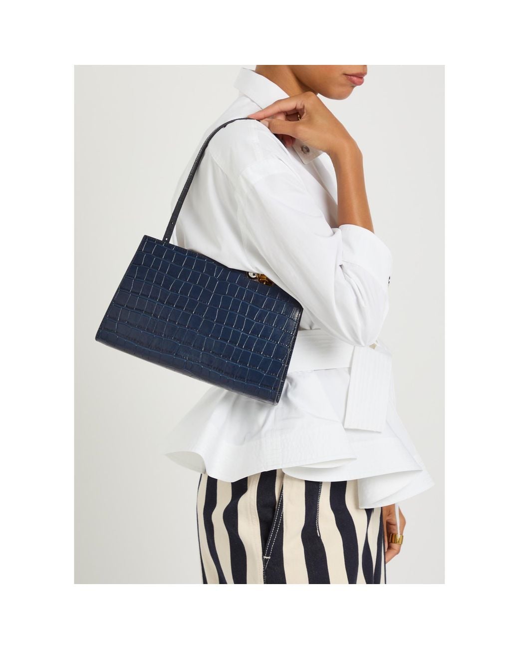Jacquemus Blue Croc Embossed Shoulder Bag