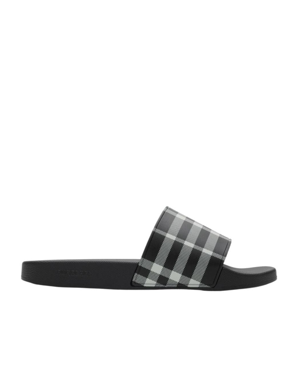 Burberry White Checked Slip-On Slides for men