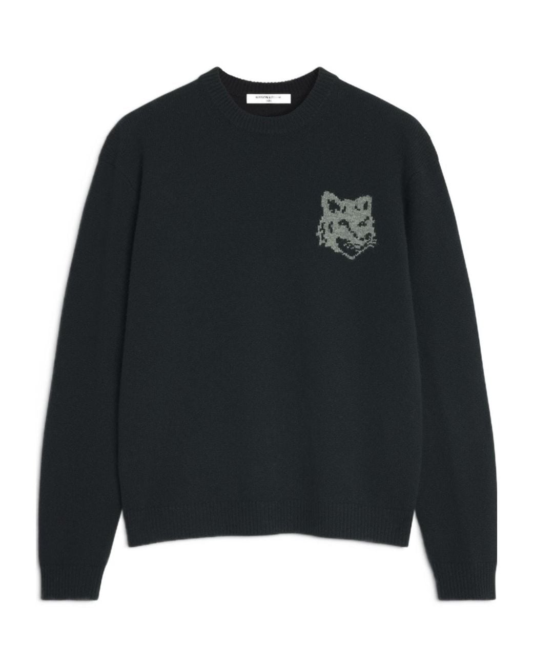 Maison Kitsuné Black Maison Kitsuné Fox Head Intarsia Jumper for men