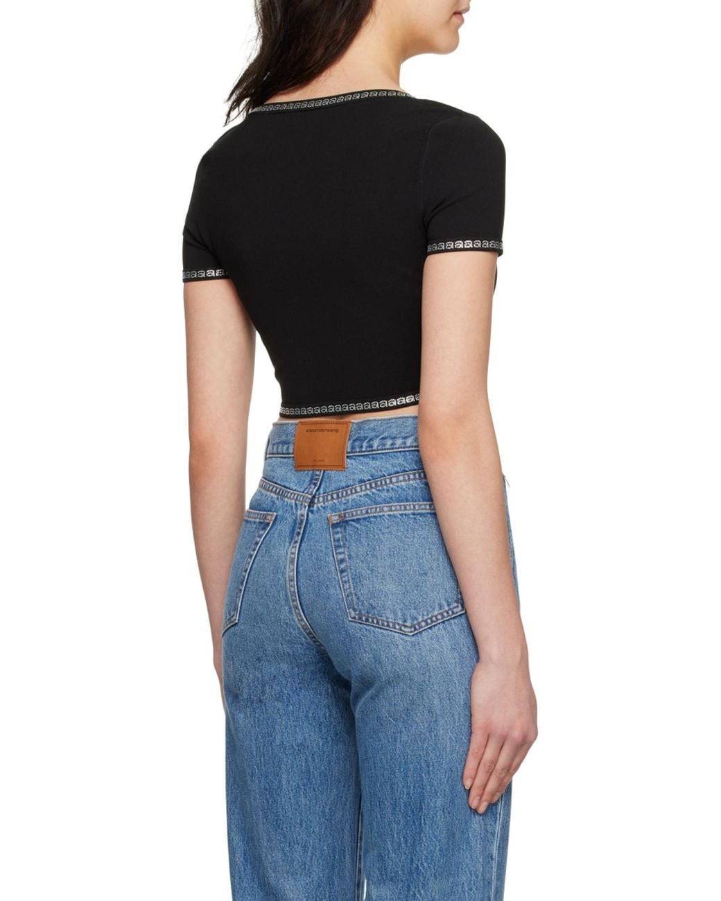 Alexander Wang Black Logo-Detailed Crop Top
