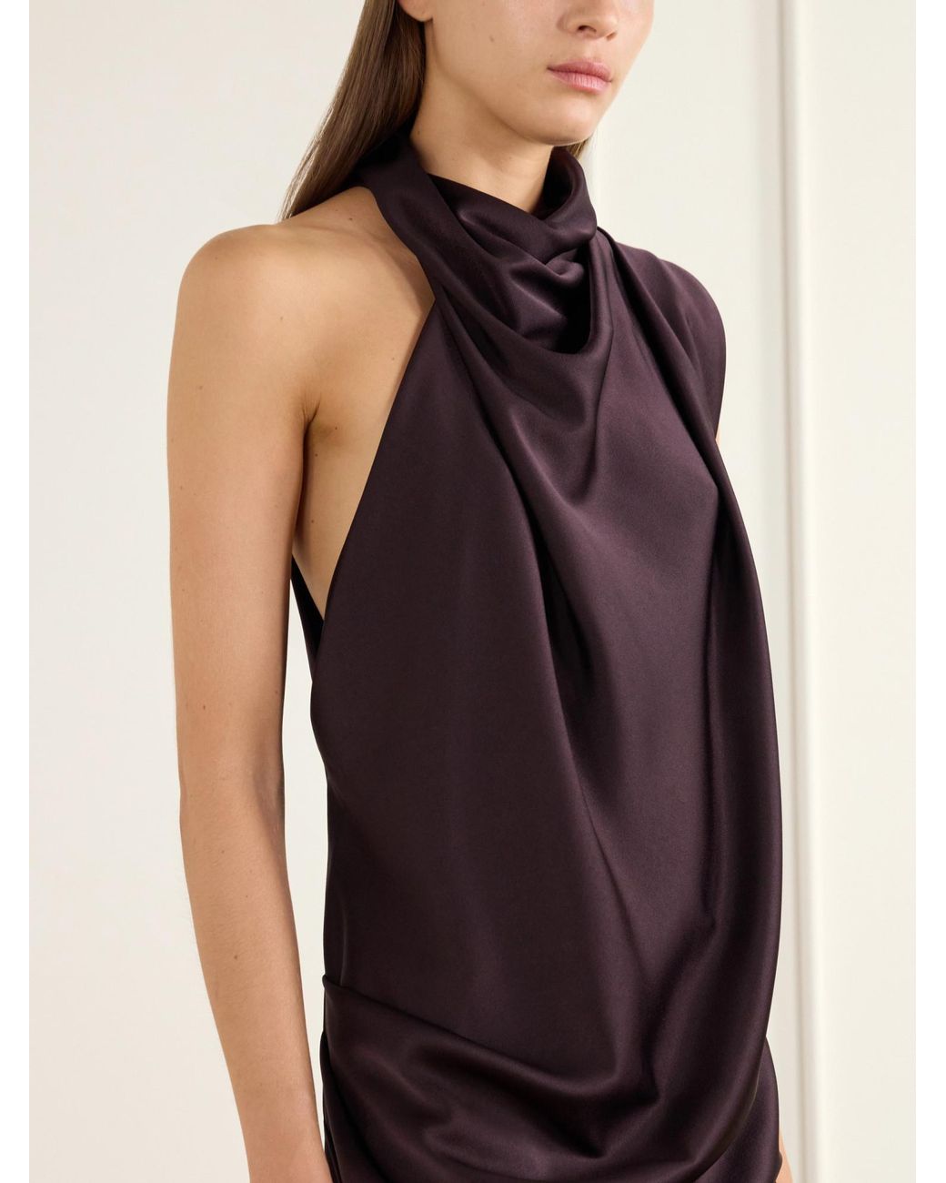 Johanna Ortiz Purple Draped Satin Top