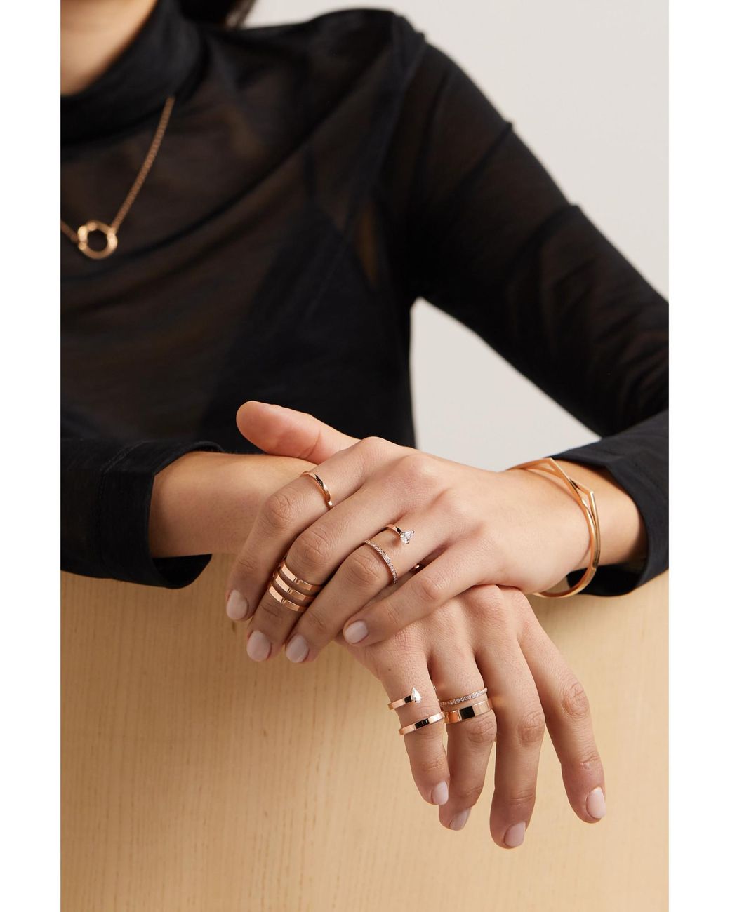 Repossi White 18K Rose Diamond Ring