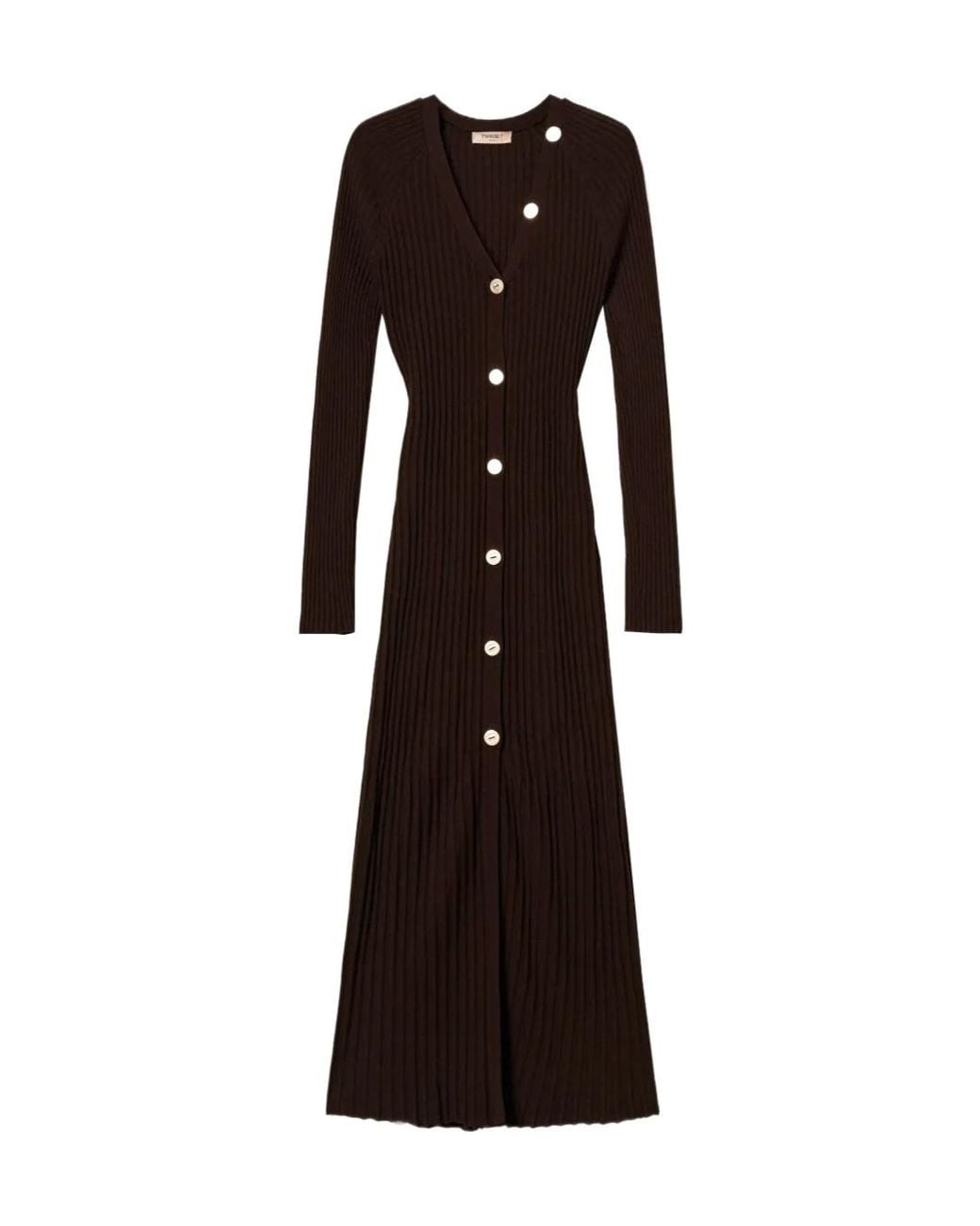Twinset Black Button-Front Midi Dress