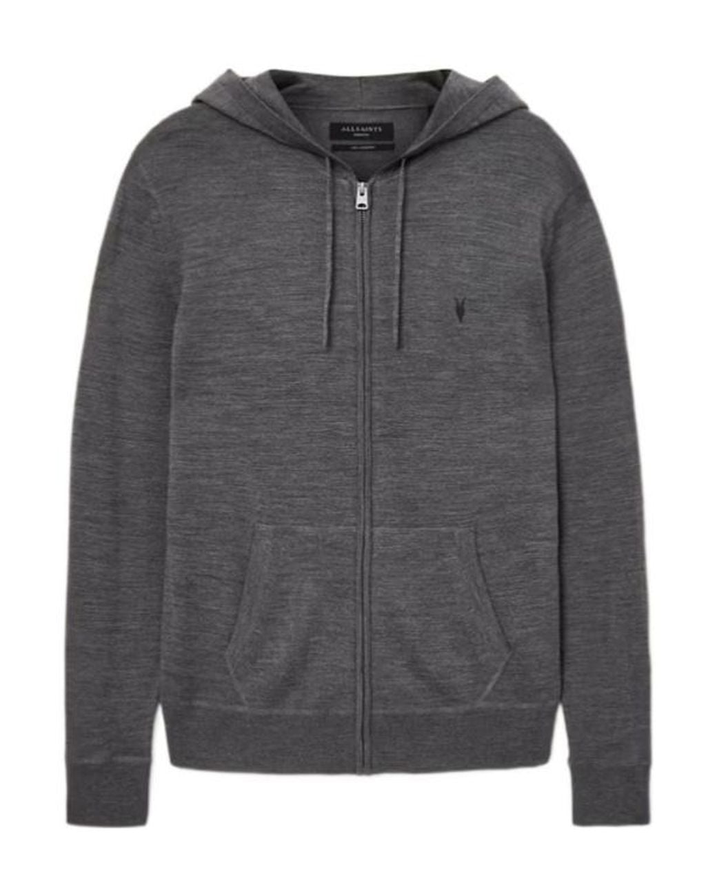 AllSaints Gray Mode Zip-Up Hoodie for men