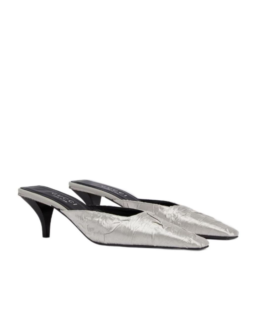 Gucci White Metallic Mules