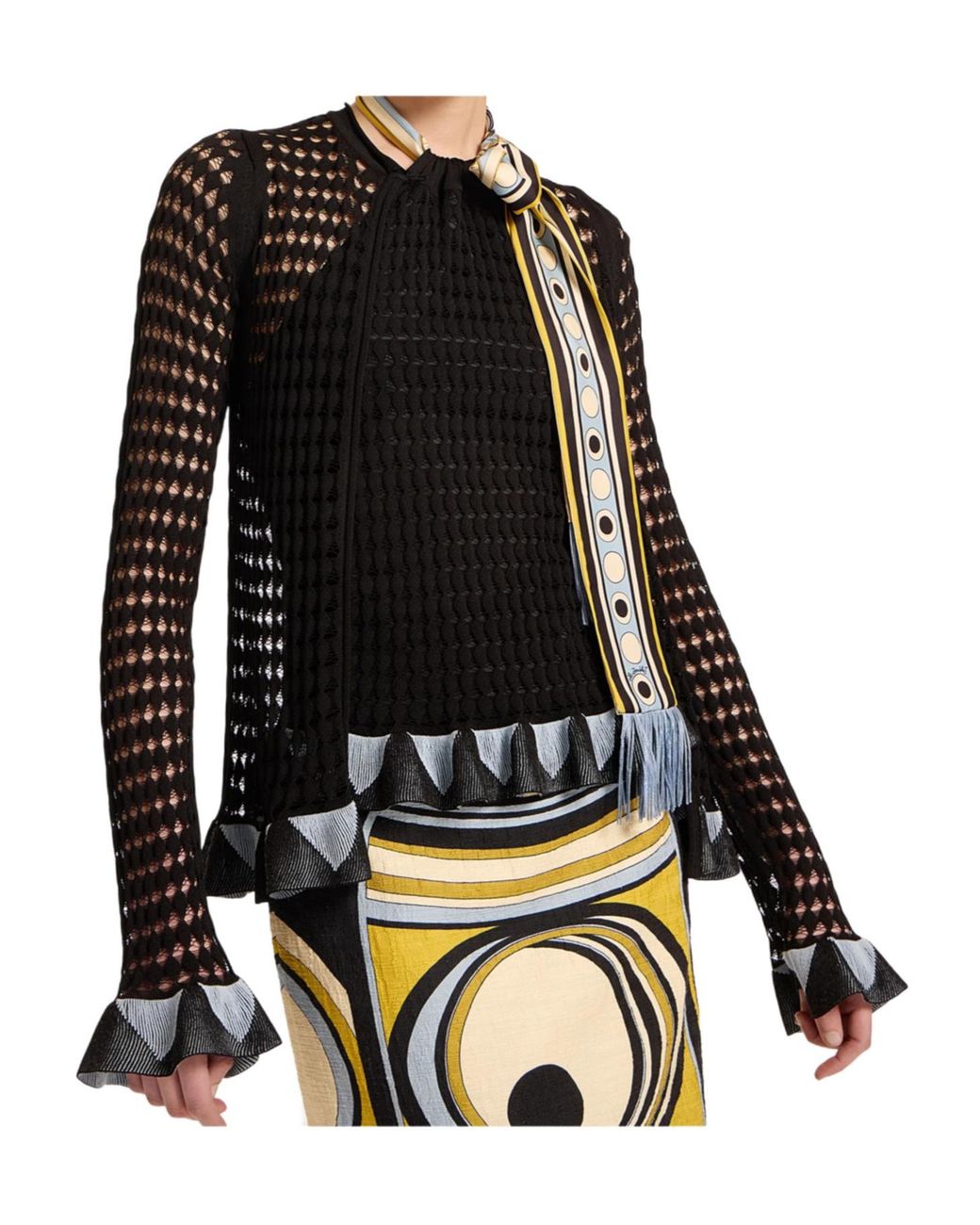 LaDoubleJ Black La Doublej Geometric Ruffle Cardigan