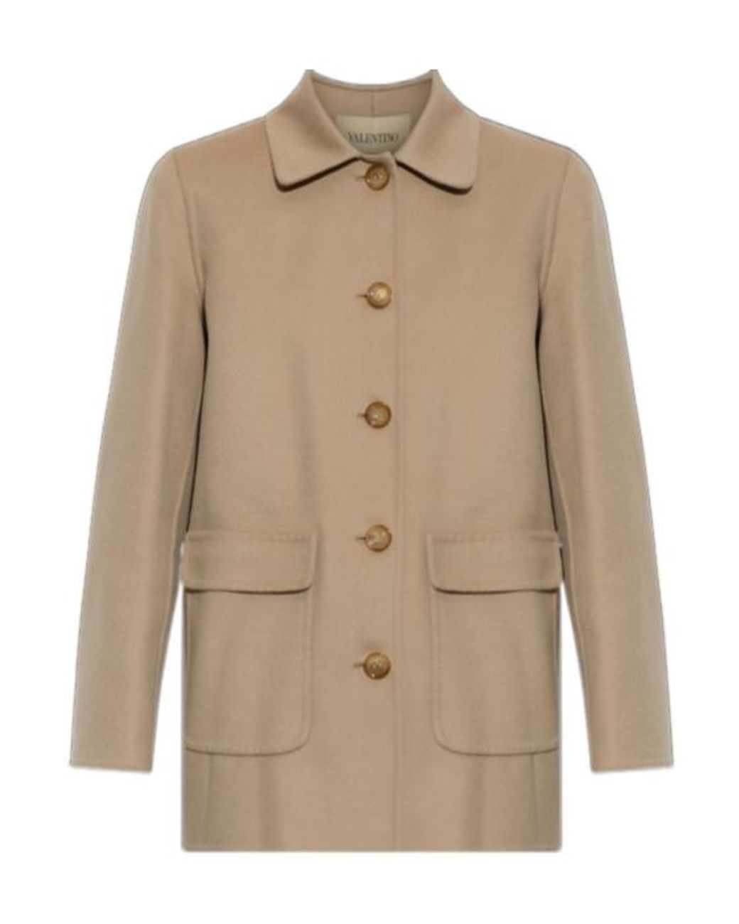 Valentino Natural Single-Breasted Straight Hem Coat