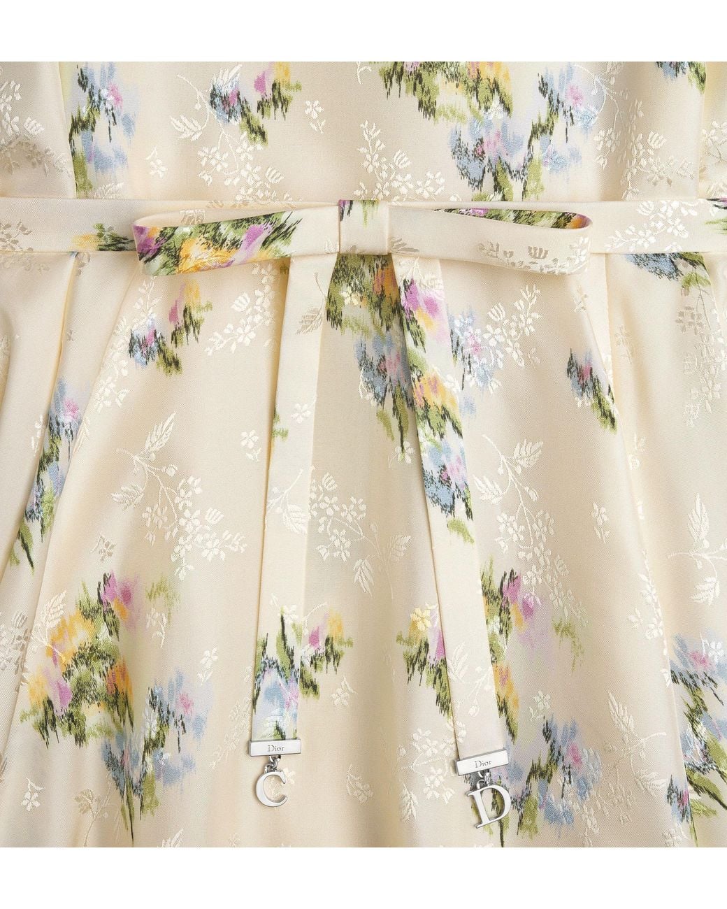 Dior Metallic Mid-Length Flared Dress With Belt