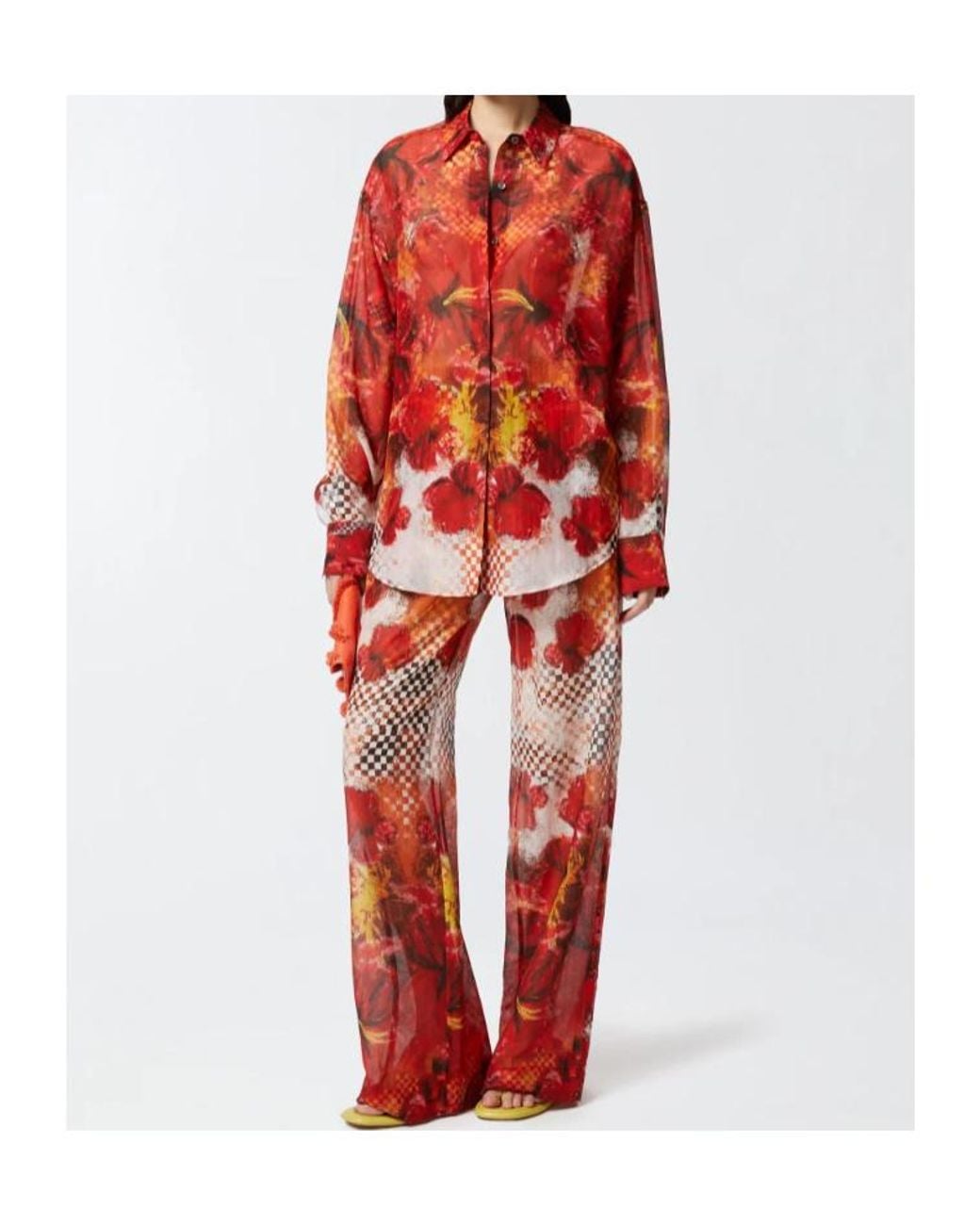 Pinko Red Patterned Palazzo Pants