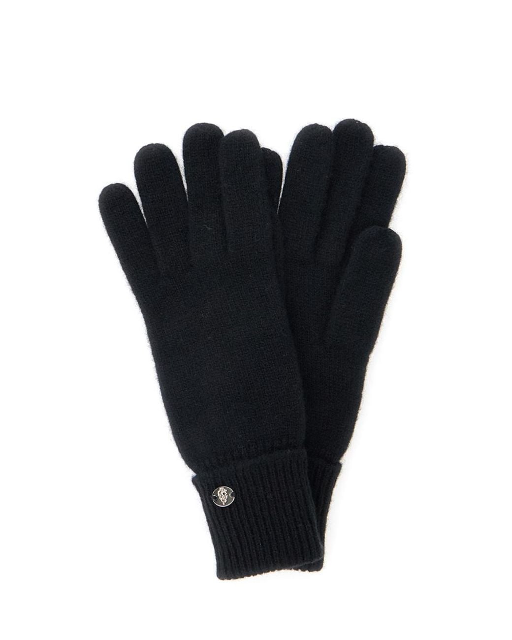 Helen Kaminski Black Logo Plaque Ribbed Gloves