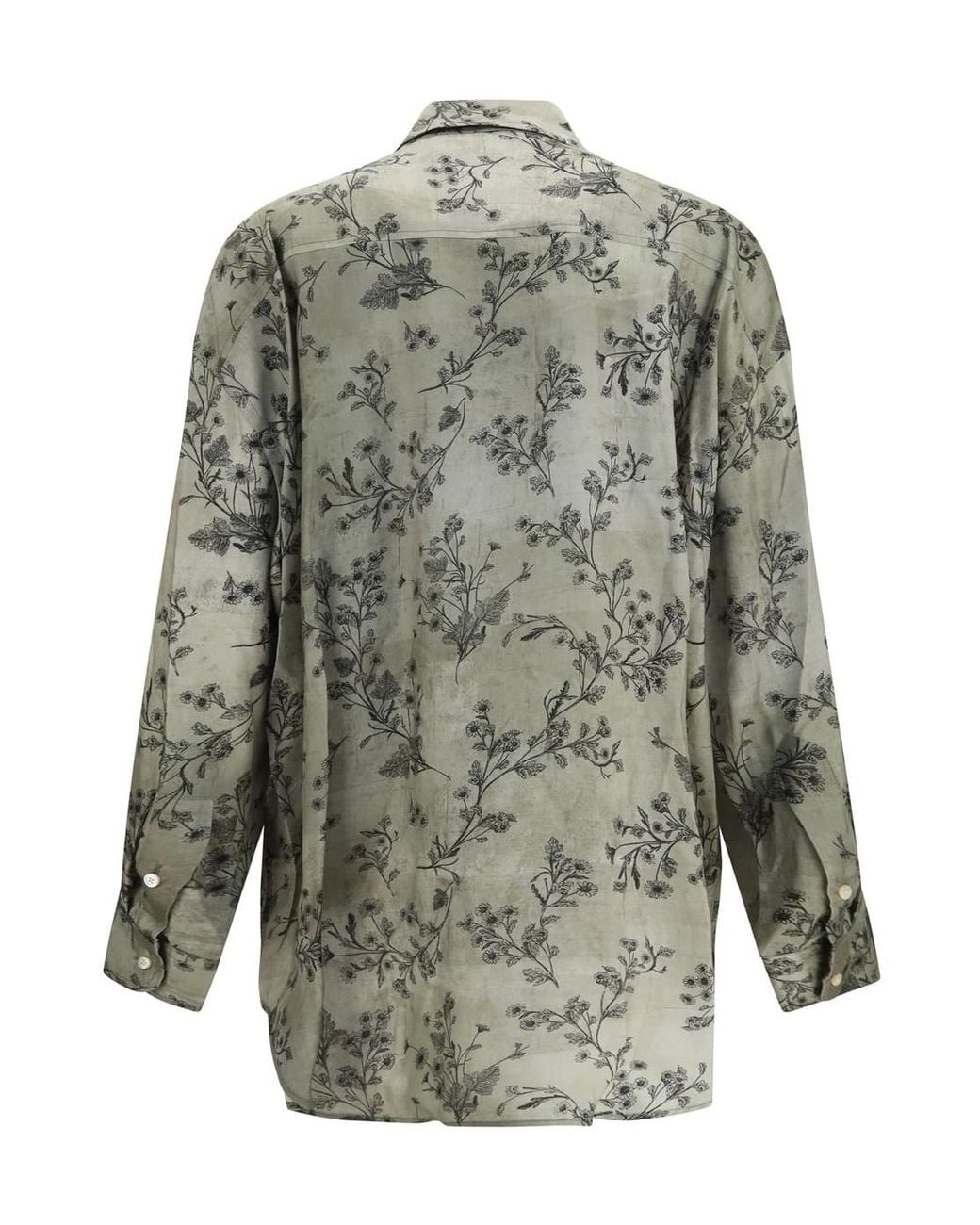 R13 Gray Ruffle Floral V-Neck Shirt