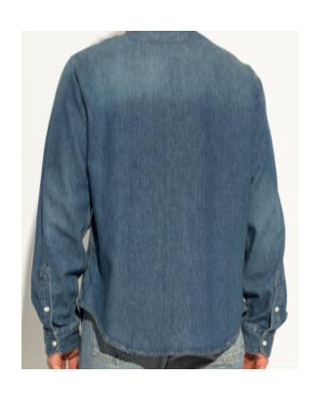 Versace Blue Medusa Patch Long-Sleeve Denim Shirt for men
