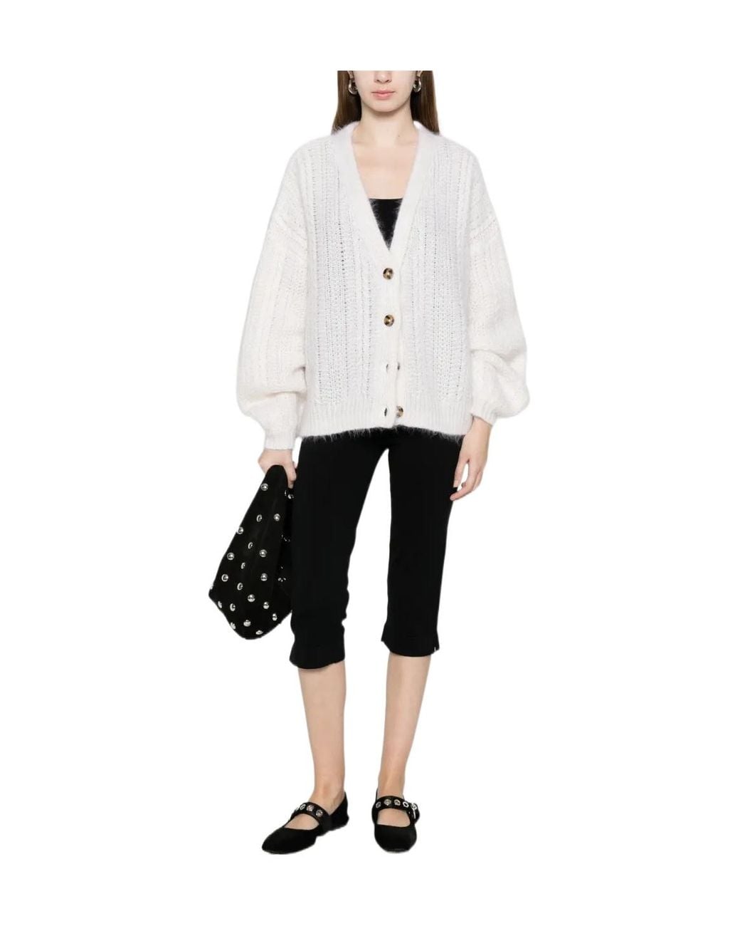Soft Goat White Buttoned Cardigan