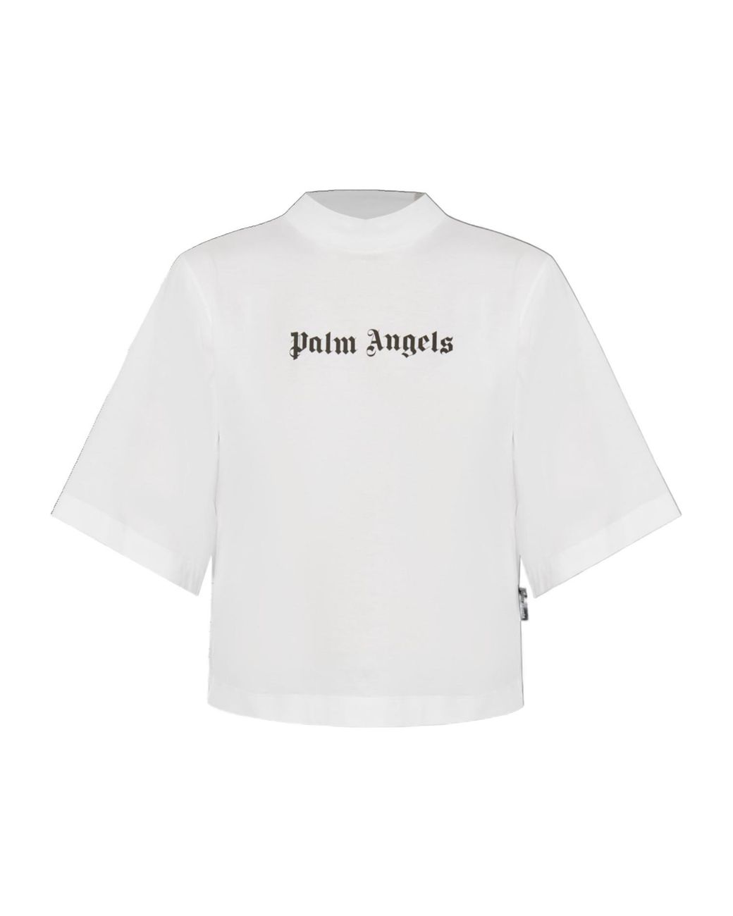 Palm Angels White Logo Printed Mockneck T-Shirt
