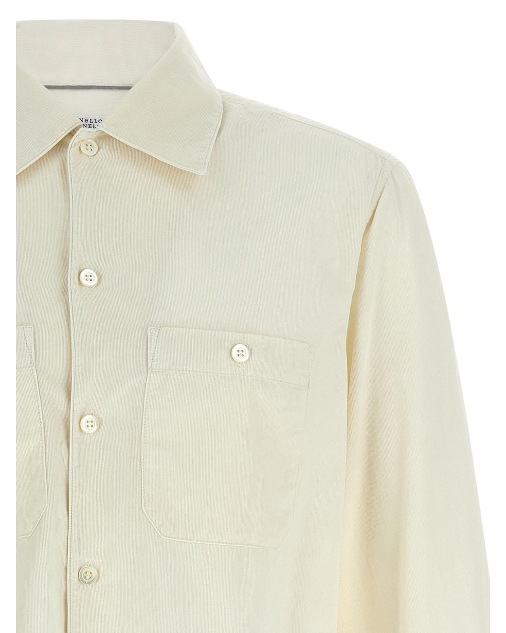 Brunello Cucinelli White Long Sleeved Button-Up Shirt for men
